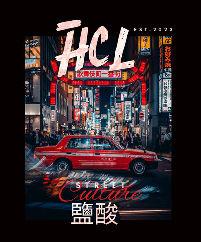 Harda City Livin Street Culture Chinese Print Red T