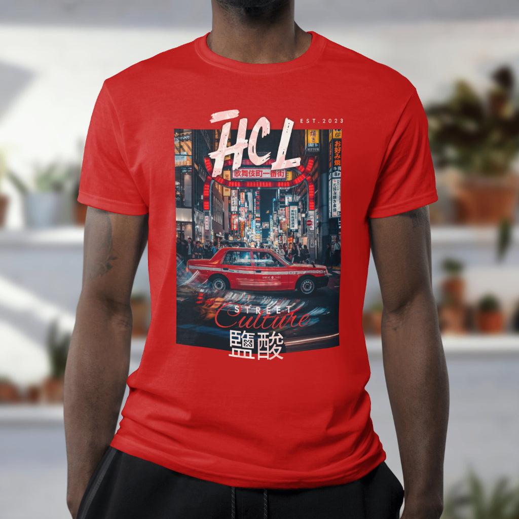 Harda City Livin Street Culture Chinese Print Red T