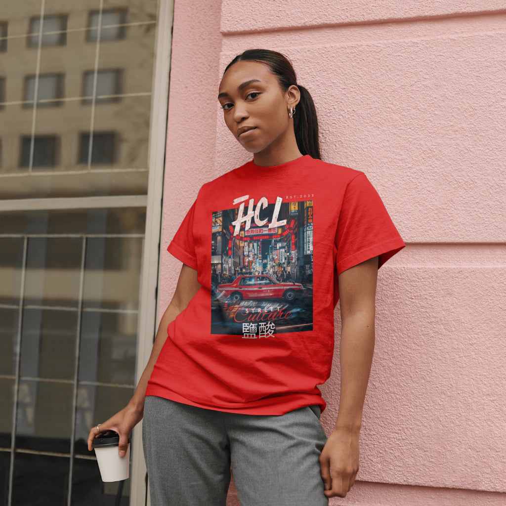 Harda City Livin Street Culture Chinese Print Red T